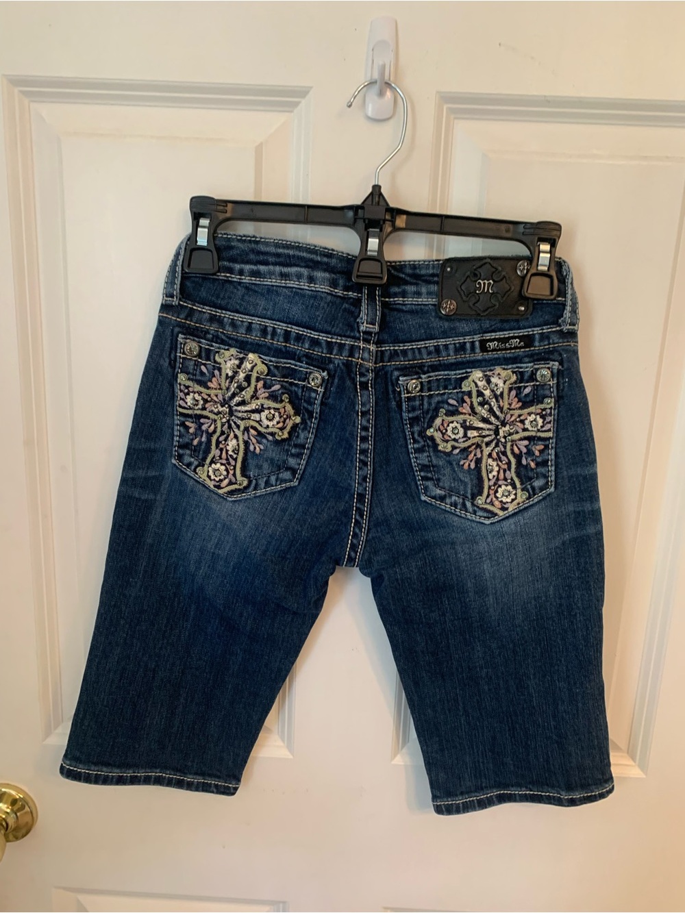 Miss Me Dark Wash Denim Bermuda Shorts - Blue Girls Size 14 - Picture 7 of 10
